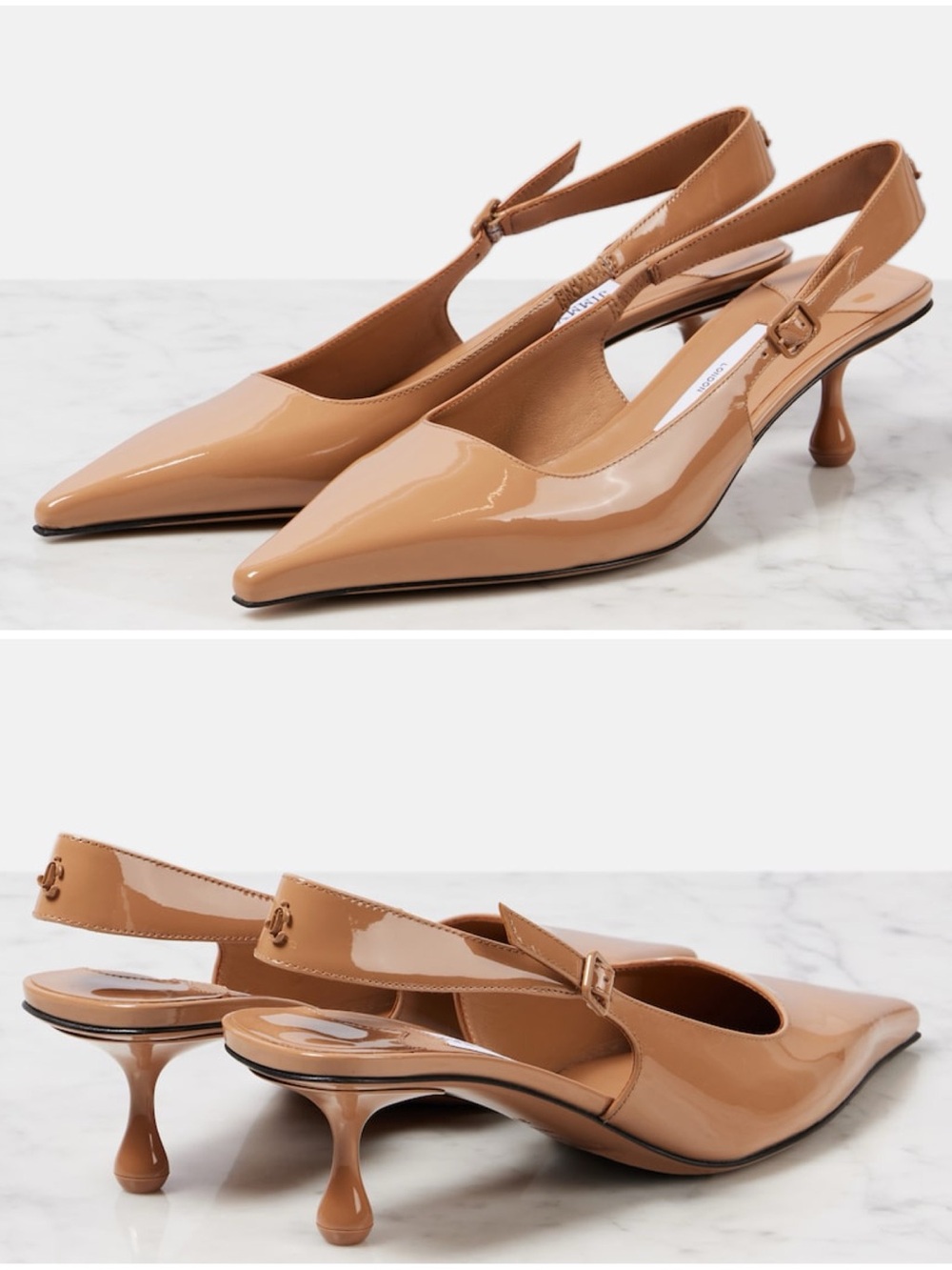 New Jimmy Choo Amel 50 patent leather slingback pumps $975 39.5